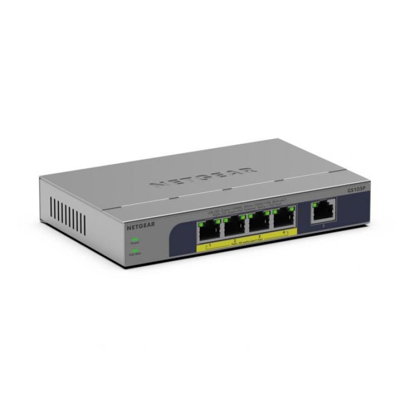 netgear-gs105p-no-administrado-gigabit-ethernet-10-100-1000-energia-sobre-ethernet-poe-montaje-en-pared-escritorio-gris