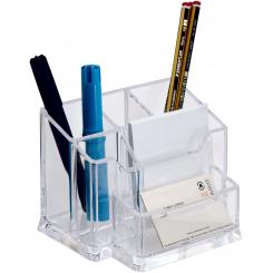Organizador c/6 compartimentos para papel (incluido). Poliestireno alto brillo. Medida ext 105x155x100 mm. Color transparente.