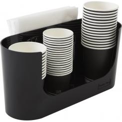 Organizador La Hora del Café c/3 compartimentos para vasos y portaservilletas. Medida ext 130x270x175 mm. Color negro.
