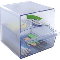 Organizador modular apilable Archicubo Archivo 2000  1 cajón grany 1 compartimento 190x150x150 mm azul transparente