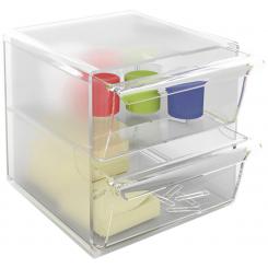 Organizador modular apilable Archicubo Archivo 2000  2 cajones grandes 190x150x150 mm cristal transparente
