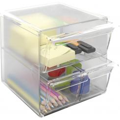 Organizador modular apilable Archicubo Archivo 2000  2 cajones pequeños y 1 cajón gran190x150x150 mm cristal transparente