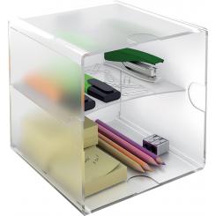 Organizador modular apilable Archicubo Archivo 2000  2 compartimentos separados por un divisor 150x150x150 mm cristal transparente