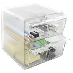 Organizador modular apilable Archicubo Archivo 2000  4 cajones pequeños 190x150x150 mm cristal transparente