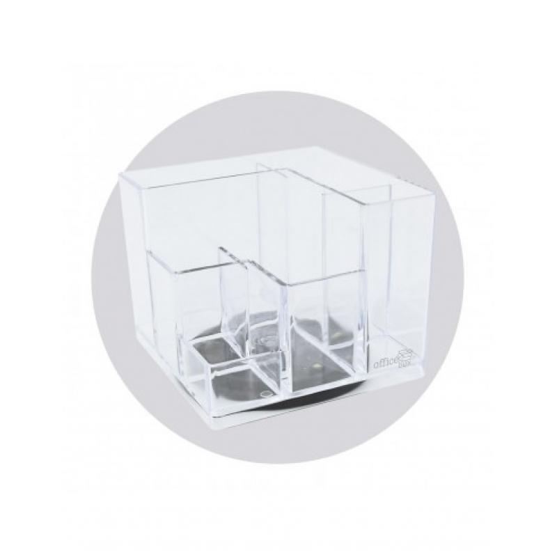 Organizador Sobremesa Cubo Minimal Giratorio Transparente