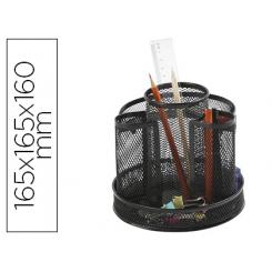 Organizador sobremesa Q-CONNECT kf17294 metalico giratorio rejilla negra 165x165x160 mm