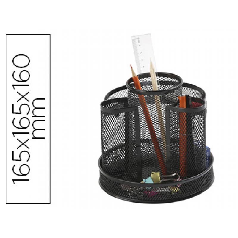 organizador-sobremesa-q-connect-kf17294-metalico-giratorio-rejilla-negra-165x165x160-mm