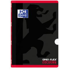 OXFORD Libreta grapada tapa plástico Openflex Colours con  Bandas A4 48H Hztl - Rojo