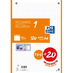 OXFORD Recambio 1 Paquete A4 100+20 Hojas 5X5 Naranja