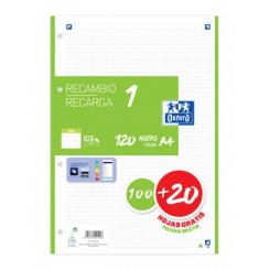 OXFORD Recambio 1 Paquete A4  100+20 Hojas 5X5 Verde 90grs