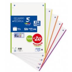 OXFORD Recambio 5 Paquete A4 100+20 Liso