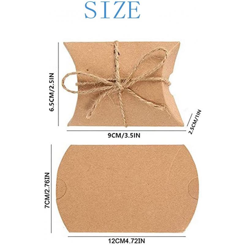 Pack 100 Cajas tipo Almohadas de Kraft 90x65 mm aprox