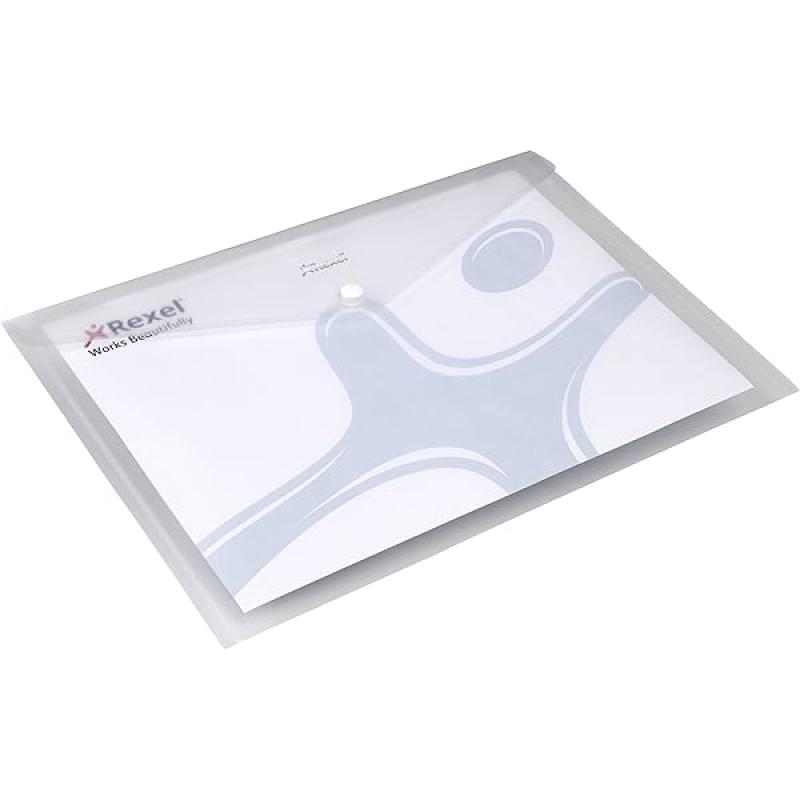 Pack 5 sobres broche REXEL ICE DIN A4 con bolsillo tarjeta, transparente
