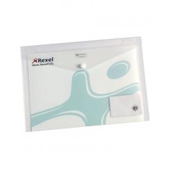 Pack 5 sobres broche REXEL ICE DIN A4, transparente