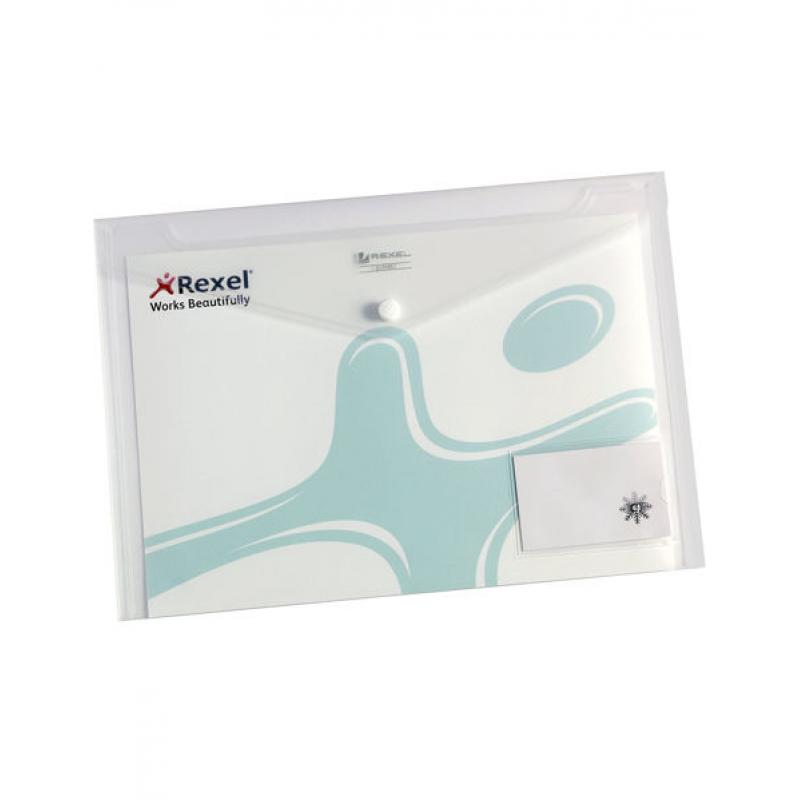 Pack 5 sobres broche REXEL ICE DIN A4, transparente