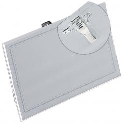 Pack 50 unidades Identificador personal apaisado pinza e imperdible 90x55 mm blanco