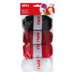 Pack APLI Ovillos De Lana Tonos Rojos 4U.50G.