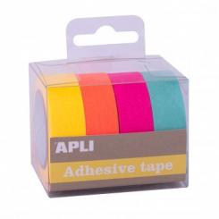 APLI Pack Cinta adhesiva Fluorescente 15mmx10M 4U