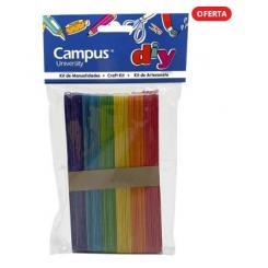 Palos de madera de colores CAMPUS UNIVERSITY, tamaño grande 150x18mm, bolsa 50 uds, 6 colores surtidos
