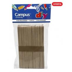 Palos de madera manualidades Grandes CAMPUS UNIVERSTITY, 150x18mm, bolsa 50 uds color madera natural