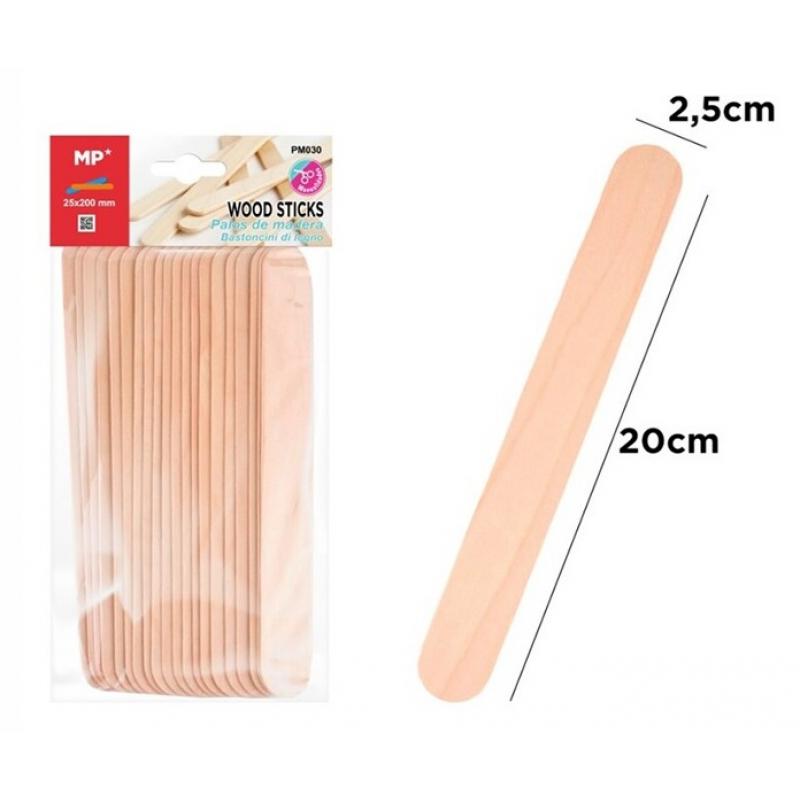 Palos de polo de madera MP, bolsa 50 uds 25x200mm, color natural