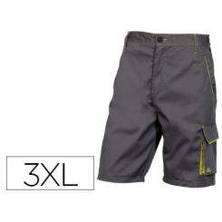Pantalon De Trabajo DELTAPLUS Bermuda Cintura Ajustable 5 Bolsillo Color gris Verde Talla XXL