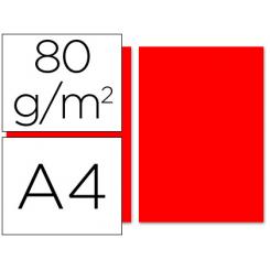 Papel color LIDERPAPEL A4 80gr rojo paquete de 100 hojas