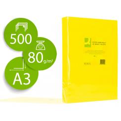 Papel color Q-CONNECT DIN A3 80 gr amarillo intenso paquete de 500 hojas