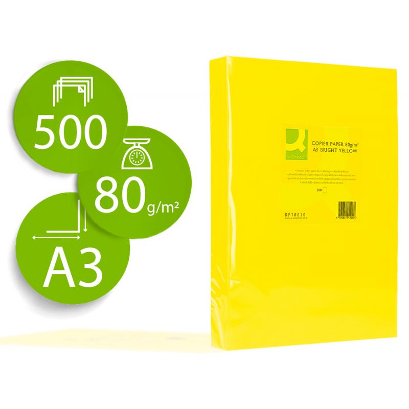 papel-color-q-connect-din-a3-80-gr-amarillo-intenso-paquetede-500-hojas