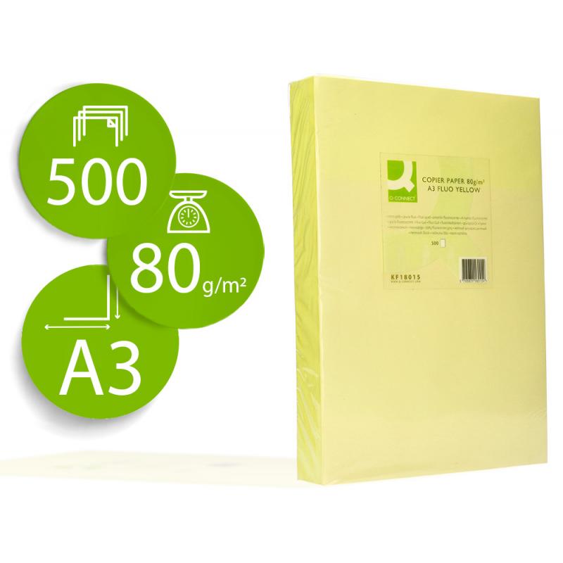 papel-color-q-connect-din-a3-80gr-amarillo-neon-paquete-de-500-hojas