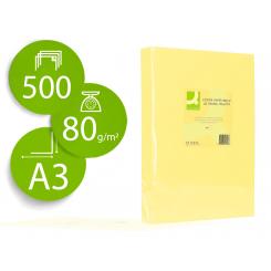 Papel color Q-CONNECT DIN A3 80gr amarillo paquete de 500 hojas