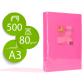 papel-color-q-connect-din-a3-80gr-rosa-intenso-paquete-de-500-hojas
