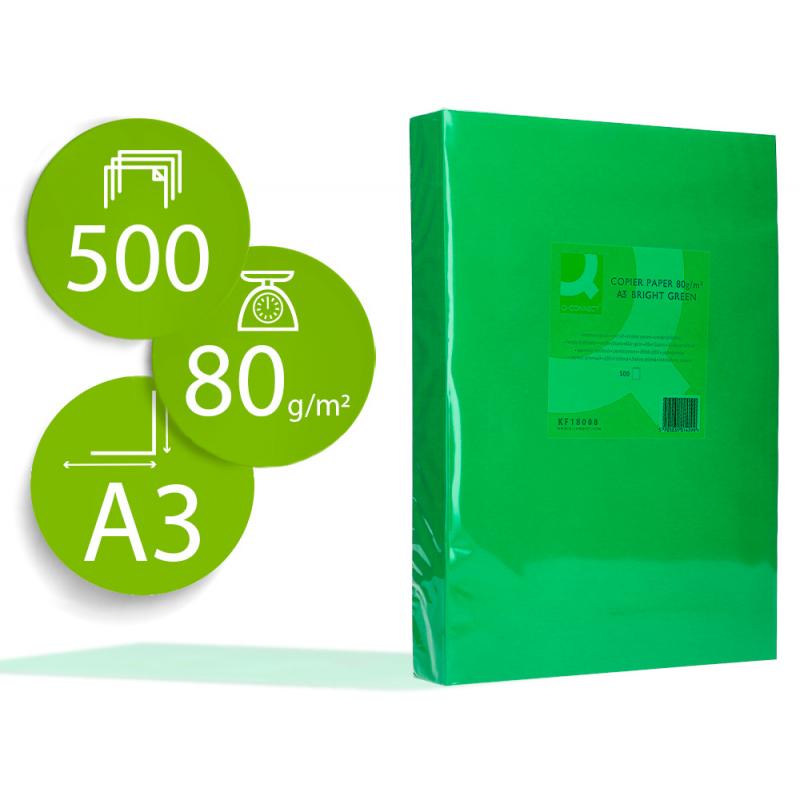 papel-color-q-connect-din-a3-80gr-verde-intenso-paquete-de-500-hojas