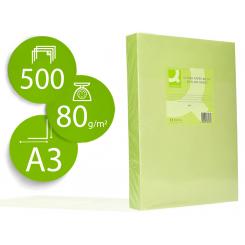 Papel color Q-CONNECT DIN A3 80gr verde neon paquete de 500 hojas