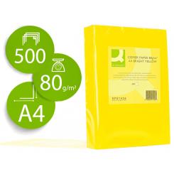 Papel color Q-CONNECT DIN A4 80gr amarillo intenso paquete de 500 hojas