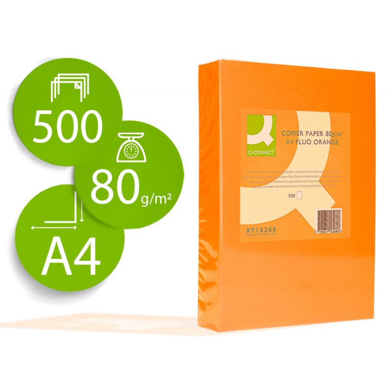 papel-color-q-connect-din-a4-80gr-naranja-neon-paquete-de-500-hojas