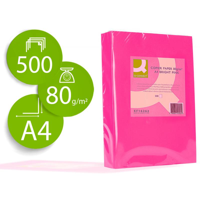 papel-color-q-connect-din-a4-80gr-rosa-intenso-paquete-de-500-hojas