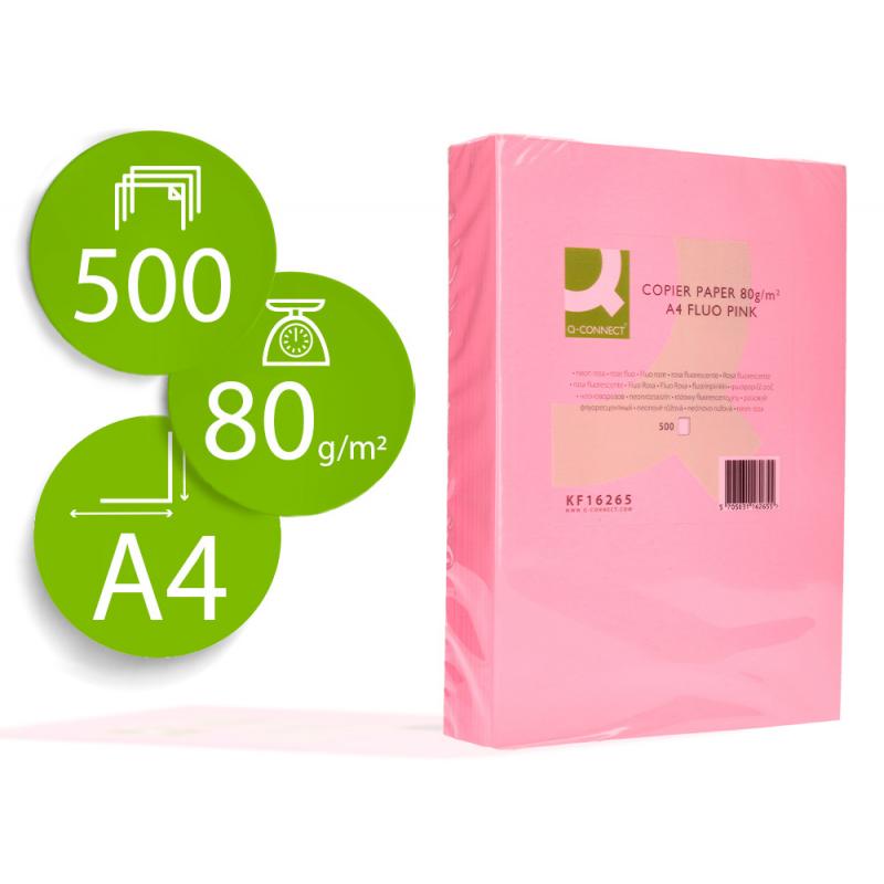 papel-color-q-connect-din-a4-80gr-rosa-neon-paquete-de-500-hojas