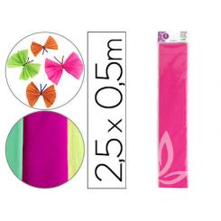 Papel Crespon LIDERPAPEL 50 cm X 2,5 M 34gr/m2 Rosa Fluorescente