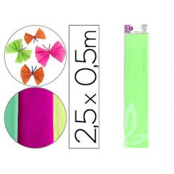 Papel crespon LIDERPAPEL 50 cm x 2,5 m 34g/m2 verde fluorescente