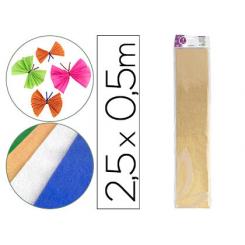 Papel crespon LIDERPAPEL 50 cm x 2.5m metalizado oro
