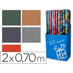 Papel De Regalo Colores Lisos Kraft Rollo De 2 X 0,70 mt 60 gr