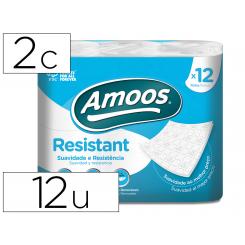 Papel Higienico Amoos 2 Capas 100 mm Diametro X 87 mm Alto Paquete De 12 Rollos