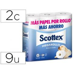 Papel Higienico Scottex Megarrollo Doble Largo Paquetede 9 Rollos