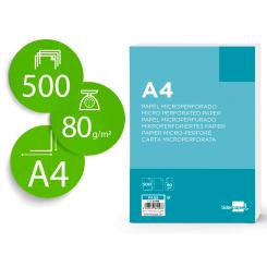 Papel LIDERPAPEL A4 80g/m2 liso microperforado en dos partes iguales paquete de 500 hojas fsc