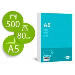 Papel LIDERPAPEL A5 80g/m2 liso paquete de 500 hojas