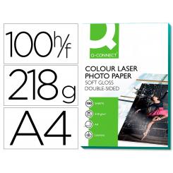 Papel Q-CONNECT foto glossy DIN A4 para fotocopiadoras e impresoras laser paquete de 100 hojas de 218 gr