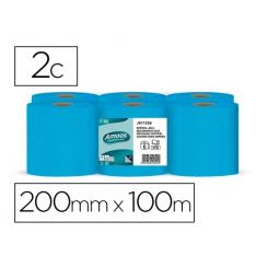 Papel Secamanos Amoos 2 Capas 200 mm X 125 mt Color Azul Paquete De 6 Rollos