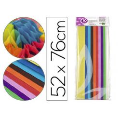 Papel seda LIDERPAPEL 52x76cm 18g/m2 bolsa de 10 hojas colores surtidos