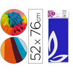 Papel seda LIDERPAPEL 52x76cm 18g/m2 bolsa de 5 hojas azul